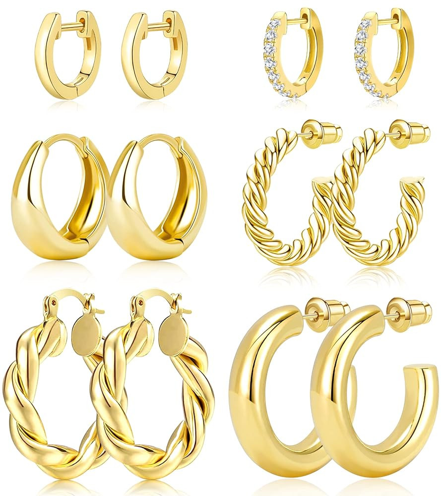 adoyi Hypoallergenic Surgical Steel Earrings for Sensitive Ears 14K Gold Plated Samll Huggie Hoop... | Amazon (US)