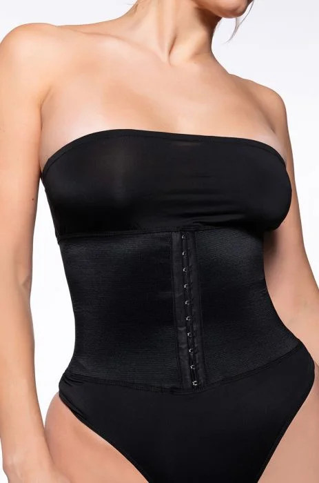 SNATCHED CORSET STRAPLESS BODYSUIT in black | AKIRA