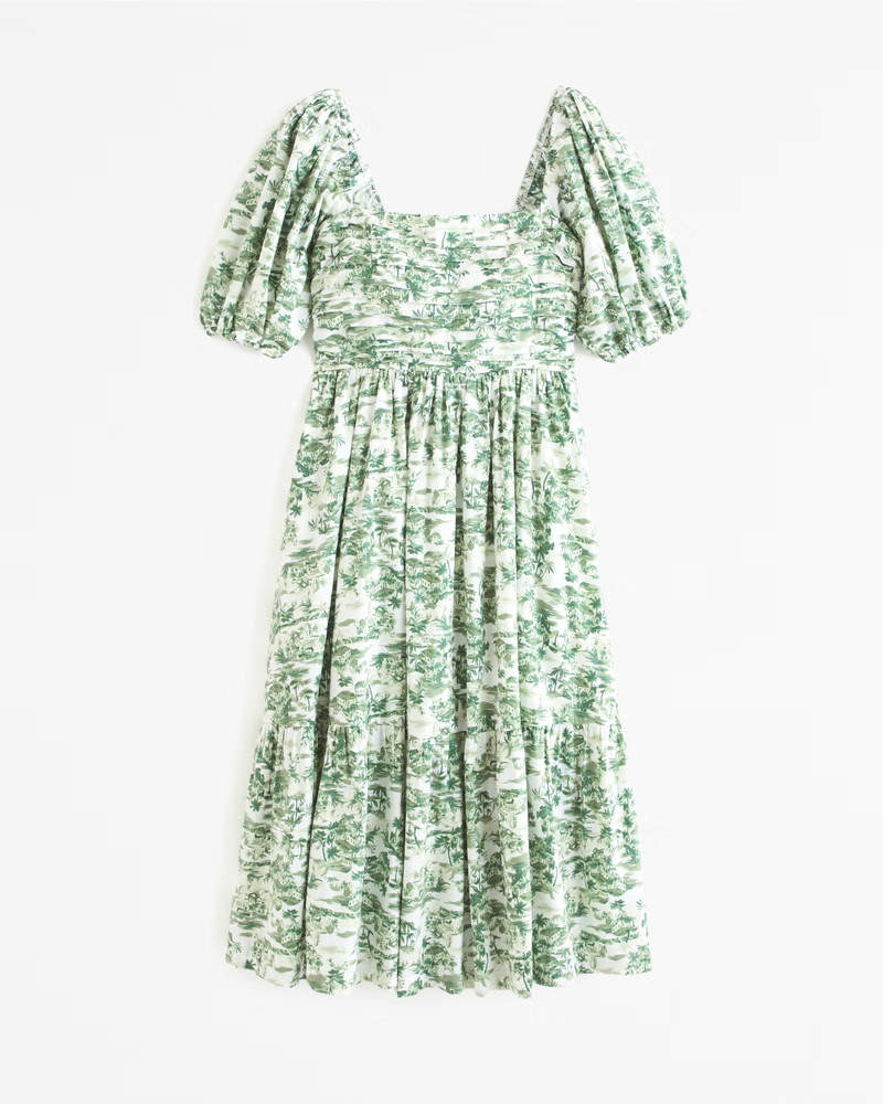Women's Emerson Poplin Puff Sleeve Midi Dress | Women's Dresses & Jumpsuits | Abercrombie.com | Abercrombie & Fitch (UK)