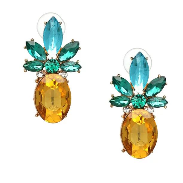 Jewelry Collection Pineapple Crystal Drop Stud Earrings, Multi - Walmart.com | Walmart (US)
