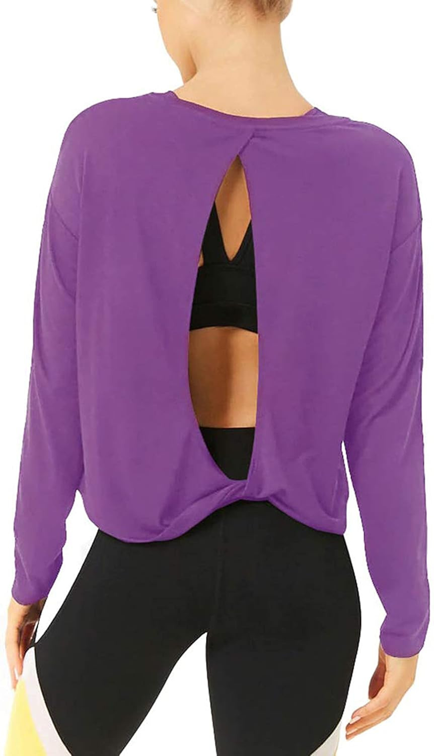 Bestisun Long Sleeve Workout Shirts Yoga Tops Dance Clothes Long Sleeve Open Back Workout Tops fo... | Amazon (US)