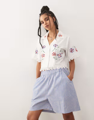 Reclaimed Vintage short sleeve shirt with embroidery | ASOS (Global)