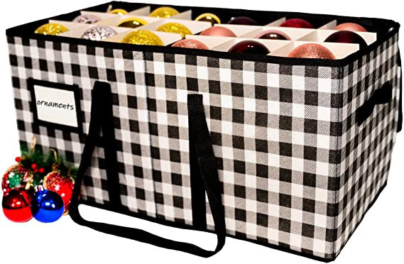 Christmas Ornament Storage Box Hold 54 - 4" Ornaments with Zippered Closure [1-Pack], Christmas B... | Amazon (US)