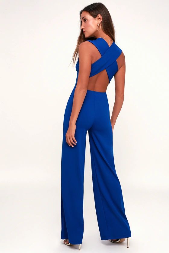 Thinking Out Loud Royal Blue Backless Jumpsuit | Lulus (US)