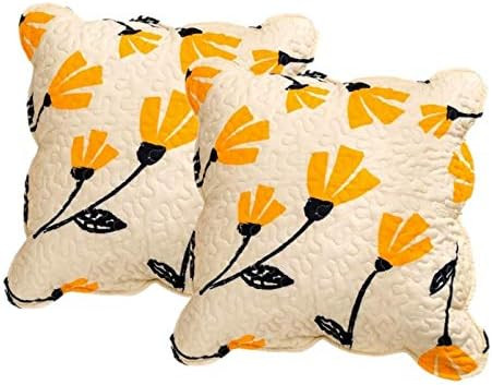 DaDa Bedding Botanical Yellow Fleur Floral Throw Pillow Covers - Set of 2-Pieces Golden Orange Sp... | Amazon (US)