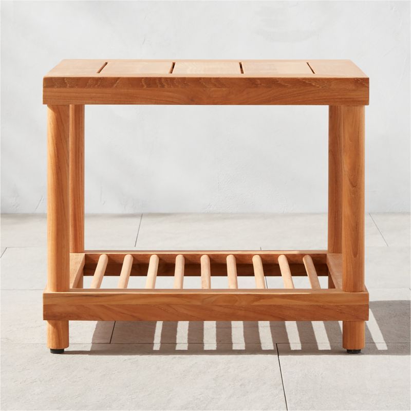 Pinet Modern Teak Outdoor Side Table | CB2 | CB2