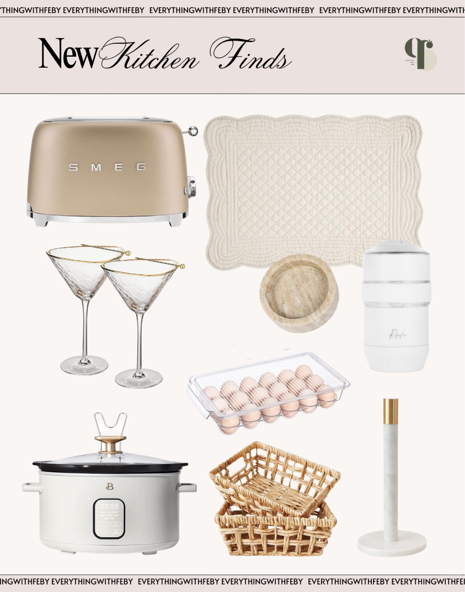 New Kitchen Finds From Amazon

Amazon kitchen finds / amazon neutral finds / amazon gift guide / gift for her / gift for mom / neutral style / toaster/ placemat / martini glass /. Bottle holder / slow cooker / fruit basket/ paper towl holder / egg tray / egg storage / wine cooler / practical gift ideas / amazon finds / amazon must have / amazon favorite / kitchen decor / kitchen essentials / holiday2023 / black friday deals / cyber monday deals

#LTKhome #LTKHoliday #LTKGiftGuide