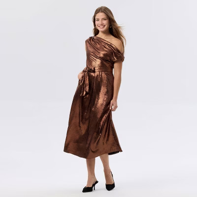 Women's Metallic Belted Midi A-Line Dress - A New Day™This item is not available | Target