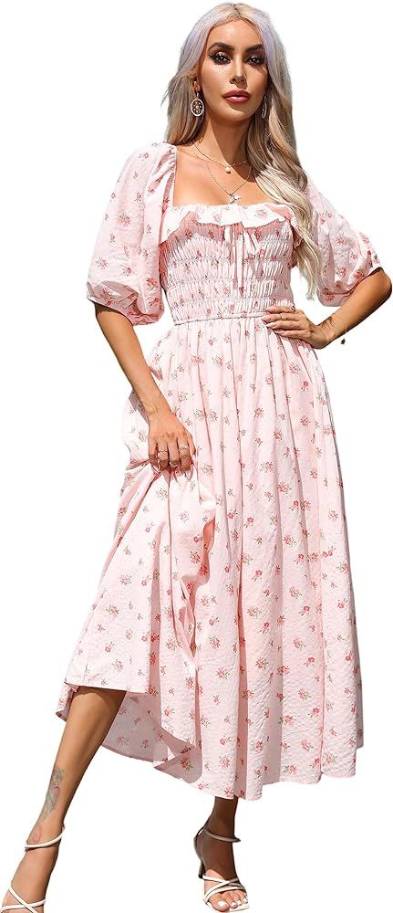R.Vivimos Women Summer Half Sleeve Cotton Ruffled Vintage Elegant Backless A Line Flowy Long Dres... | Amazon (US)