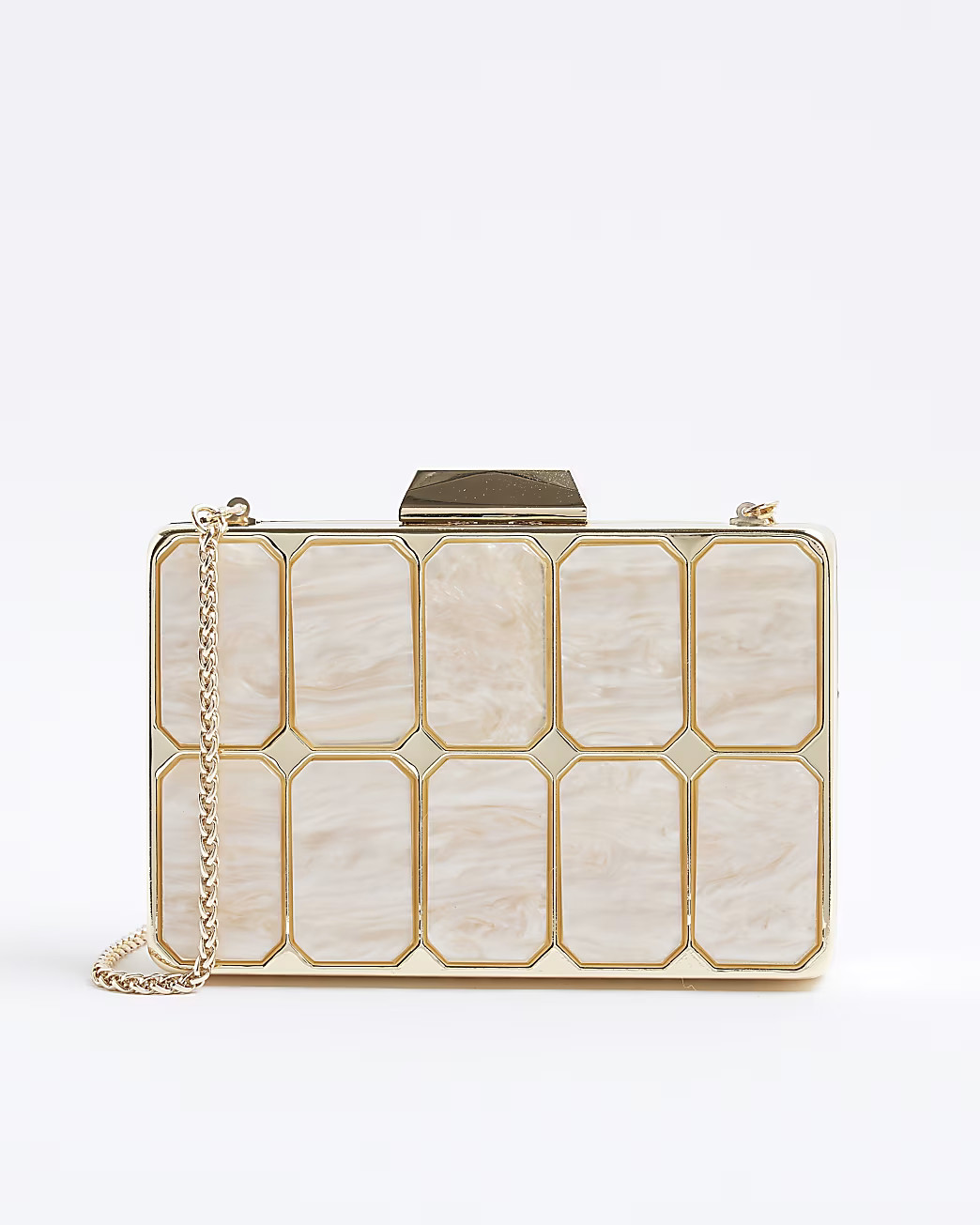 Gold Resin Hard Clutch Bag | River Island UK & IE