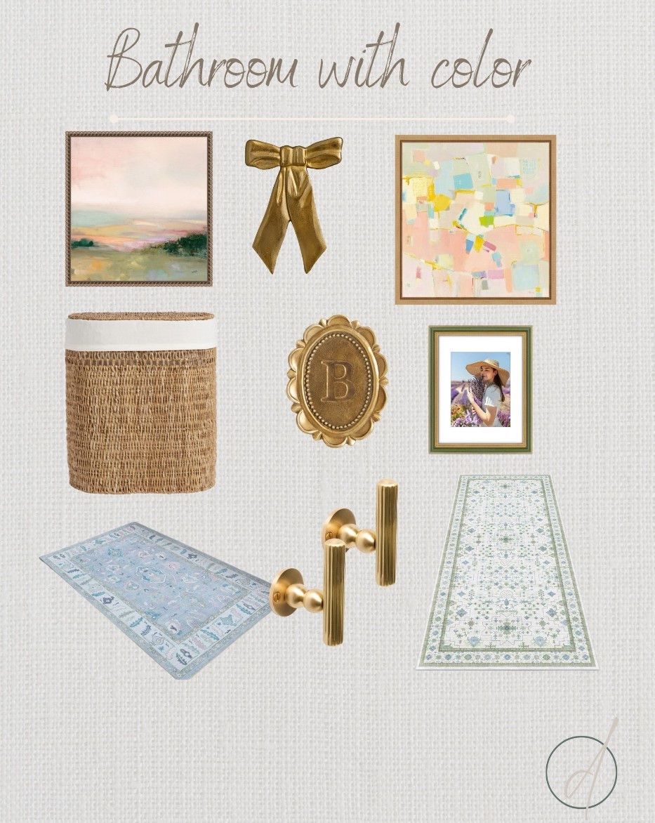 A little color in the bathroom

#bath #bathroom #rug #art #organizeddwelling #bathroomdecor 

#LTKFindsUnder50 #LTKHome #LTKSaleAlert