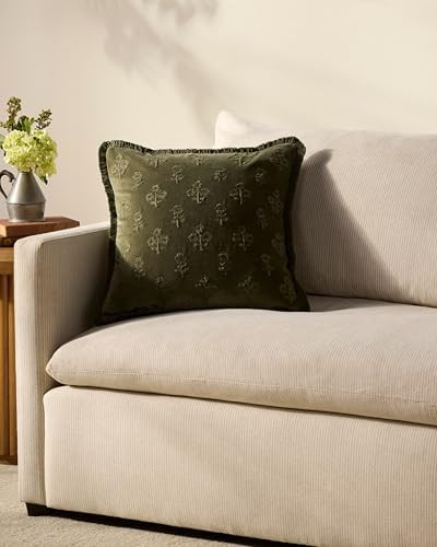 Loloi Chris Loves Julia Darla Collection PCJ0025 Olive 18'' x 18'' Cover Only Pillow | Amazon (US)