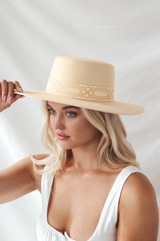 Sierra Ivory Wool Wide-Brimmed Boater Hat | Lulus (US)