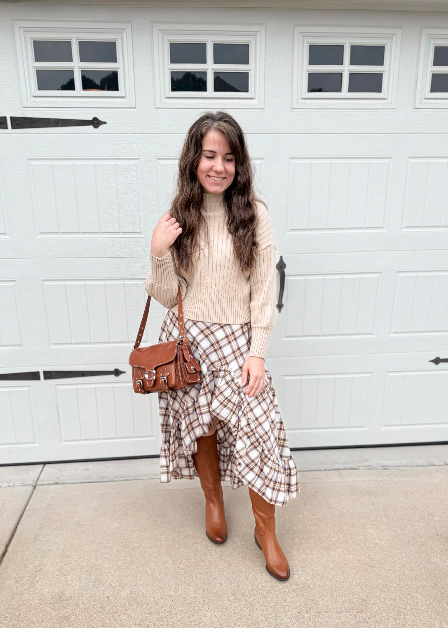 Easy fall look ! Wore this to church this morning. It’s a really cute dressy casual fall look that’s easy to throw on (and comfy too)! Everything is true to size and linked here 

Church look , fall skirt , plaid skirt , plaid midi skirt , tan sweater , knee high boots , riding boots , coach tabby , coach western tabby

#LTKSeasonal #LTKStyleTip #LTKItBag