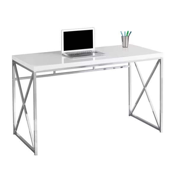Monarch Specialties 48-Inch Modern Home Office Computer Desk, Glossy White | Target