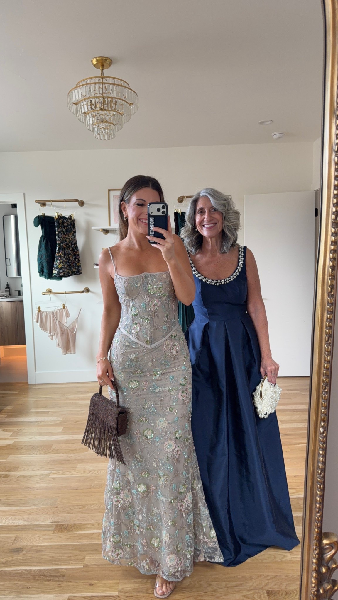 Mom and me wedding guest and formal event dresses. Silver floral metallic dress and navy satin gown. 

Electric picks code: emerson20

Wearing my usual small/2
Mom wears a medium/6

Wedding guest
Formal event
Black tie
Corset
Metallic
Satin 
Floral 
Mother of the bride
Special occasion

#LTKootd #LTKWedding #LTKSeasonal