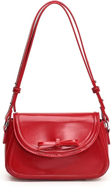 Red Shoulder Bag Y2k Purse for Women Trendy Leather Handbag 90s Clutch Purse Top Handle Satchel | Amazon (US)