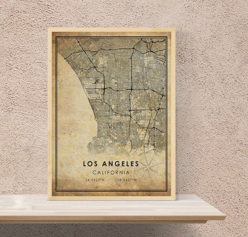Los Angeles Vintage Map Print  Los Angeles Map  California | Etsy | Etsy (US)