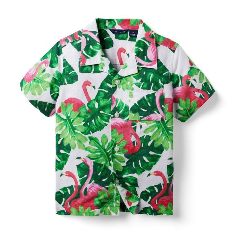 Tropical Flamingo Cabana Shirt | Janie and Jack
