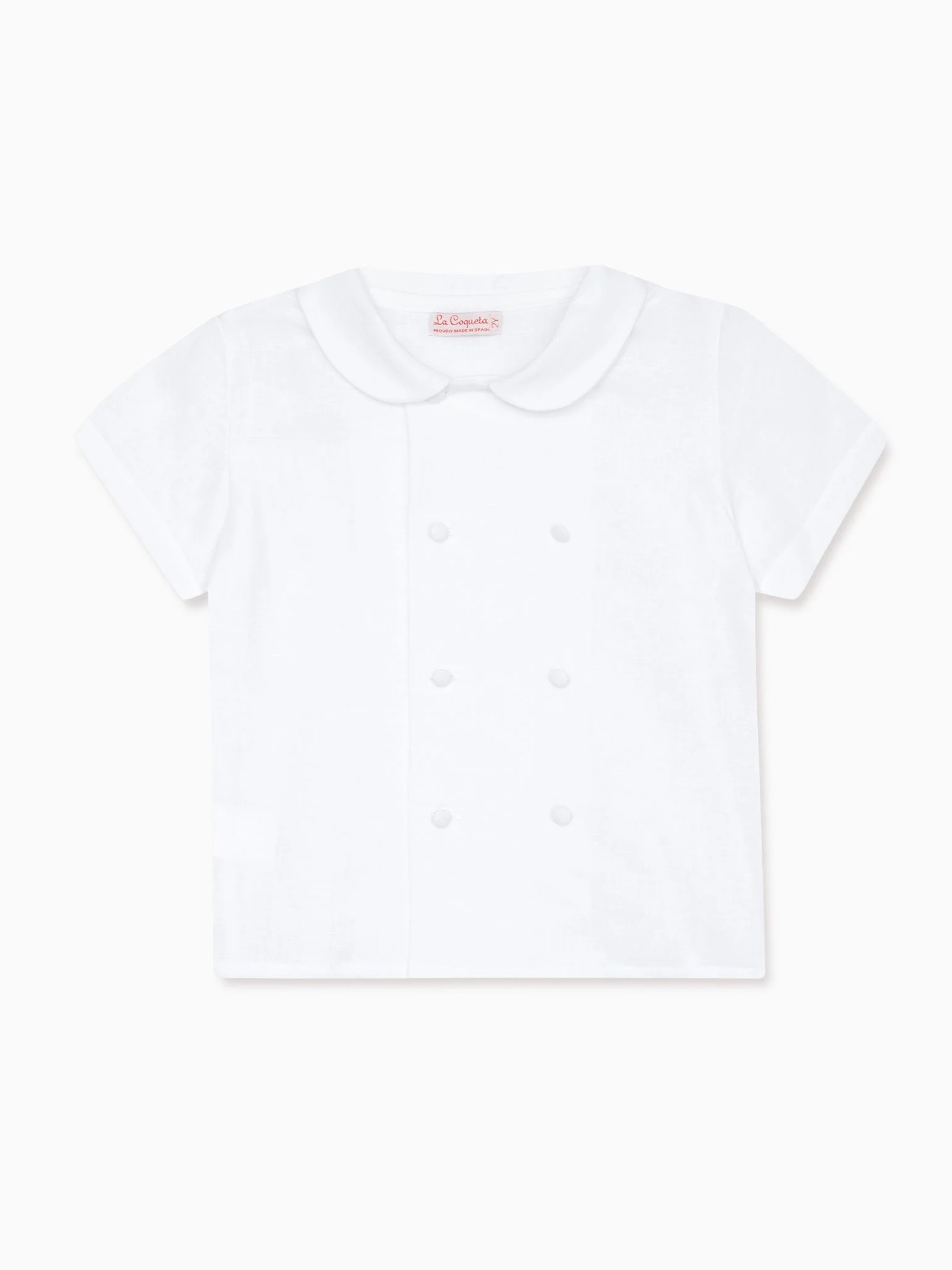 White Toni Ceremony Short Sleeve Boy Shirt | La Coqueta (US)