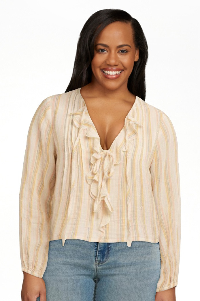 Jessica Simpson Women's Hilaria Cotton Ruffle Top with Long Sleeves, Sizes XS-XL | Walmart (US)