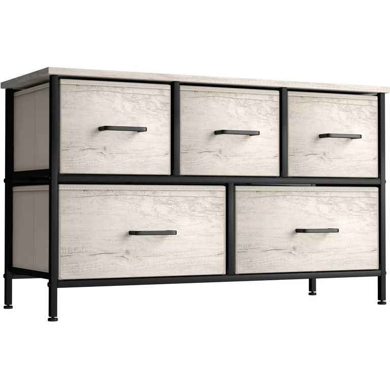 Sivan Home Décor Dresser with 5 Fabric Bin Drawers - Versatile for Bedroom Storage and/or TV Sta... | Walmart (US)