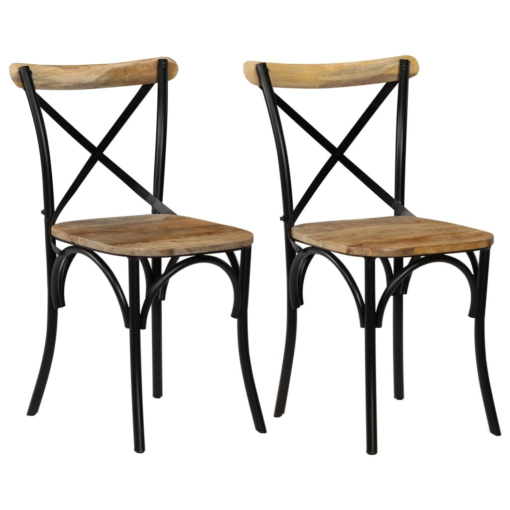 AMONIDA Cross Chairs 2 pcs Black Solid Mango Wood Kitchen & Dining Room Chairs | Walmart (US)