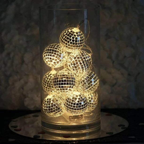 BalsaCircle Warm White 2" LED Lights Disco Mirror Balls 6 feet Garland Wedding Party Windows - Wa... | Walmart (US)