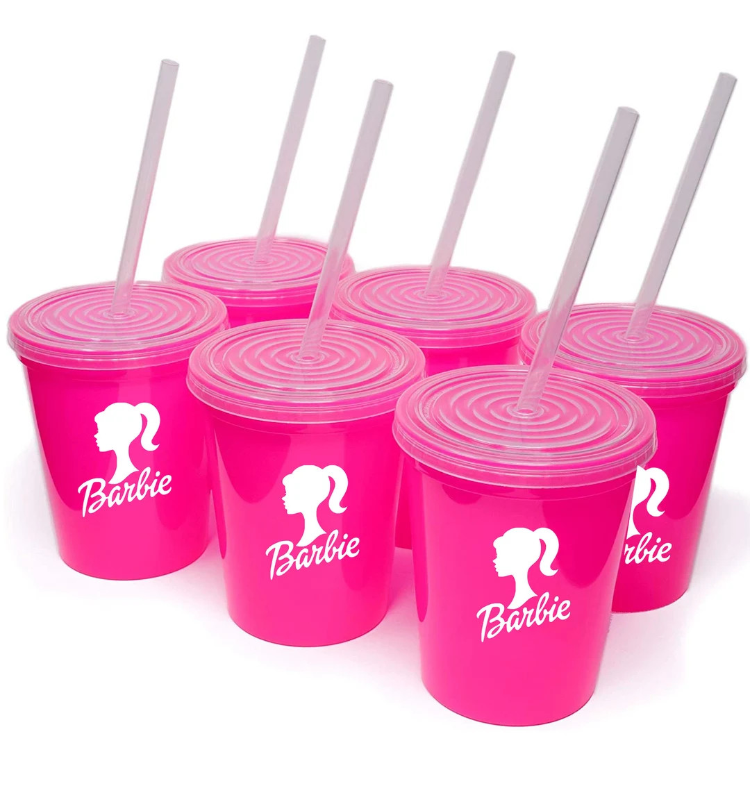 Hot Pink Bundle of Barbie Plastic Kids Reusable Birthday Party Cups:Set Of 10|Party Favors| | Etsy (US)