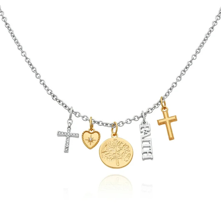 Time and Tru Women's Two-Tone Interchangeable Faith Theme Charms Necklace. | Walmart (US)