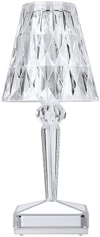 Crystal Table Lamp, ZHUOVERCI Battery Operated Lamp with 3-Way Dimmable Color,Acrylic Touch Contr... | Amazon (US)