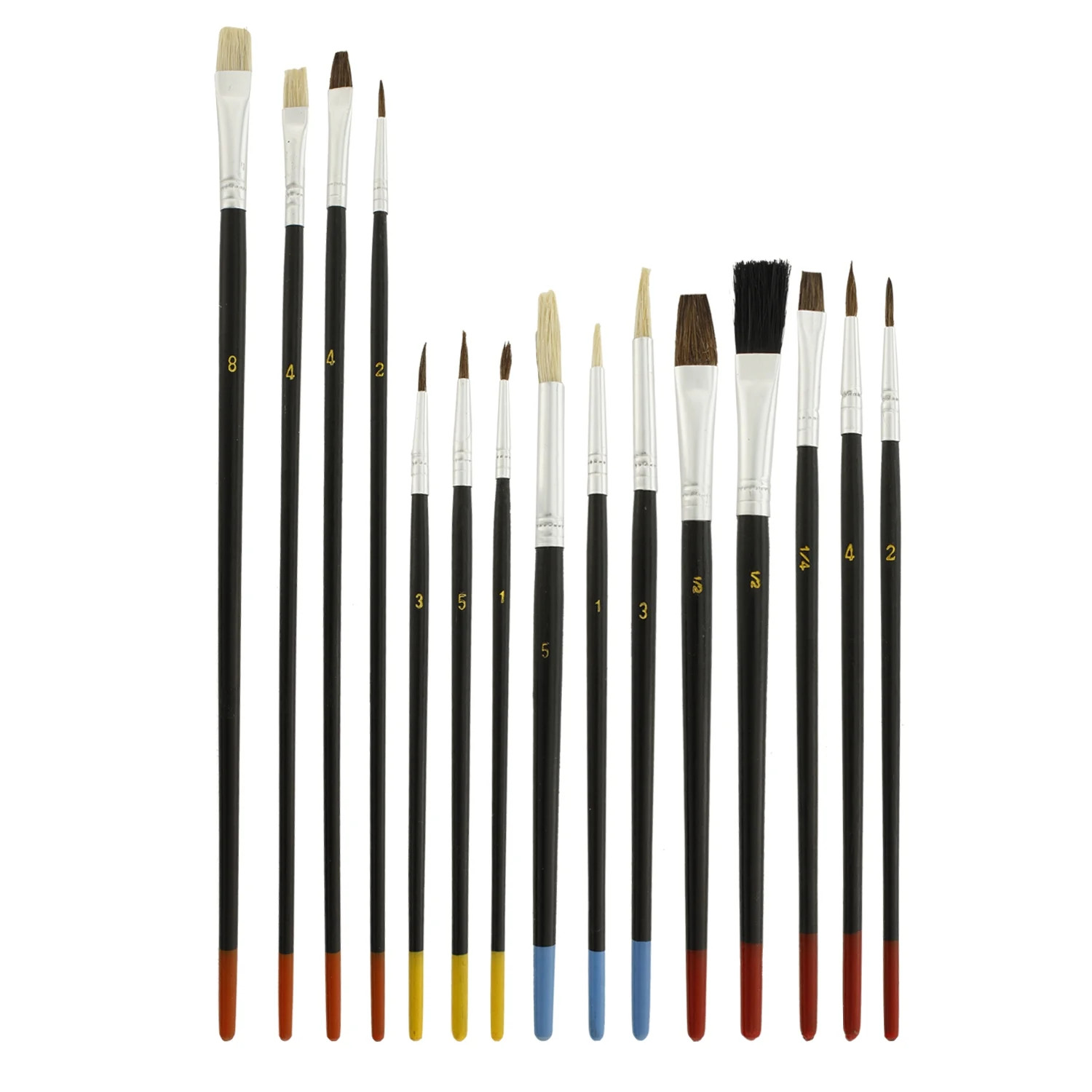 U.S. Art Supply 15 Piece Multi-Purpose Artist Paint Brush Set - Pony Round and Flat Bristles for ... | Walmart (US)
