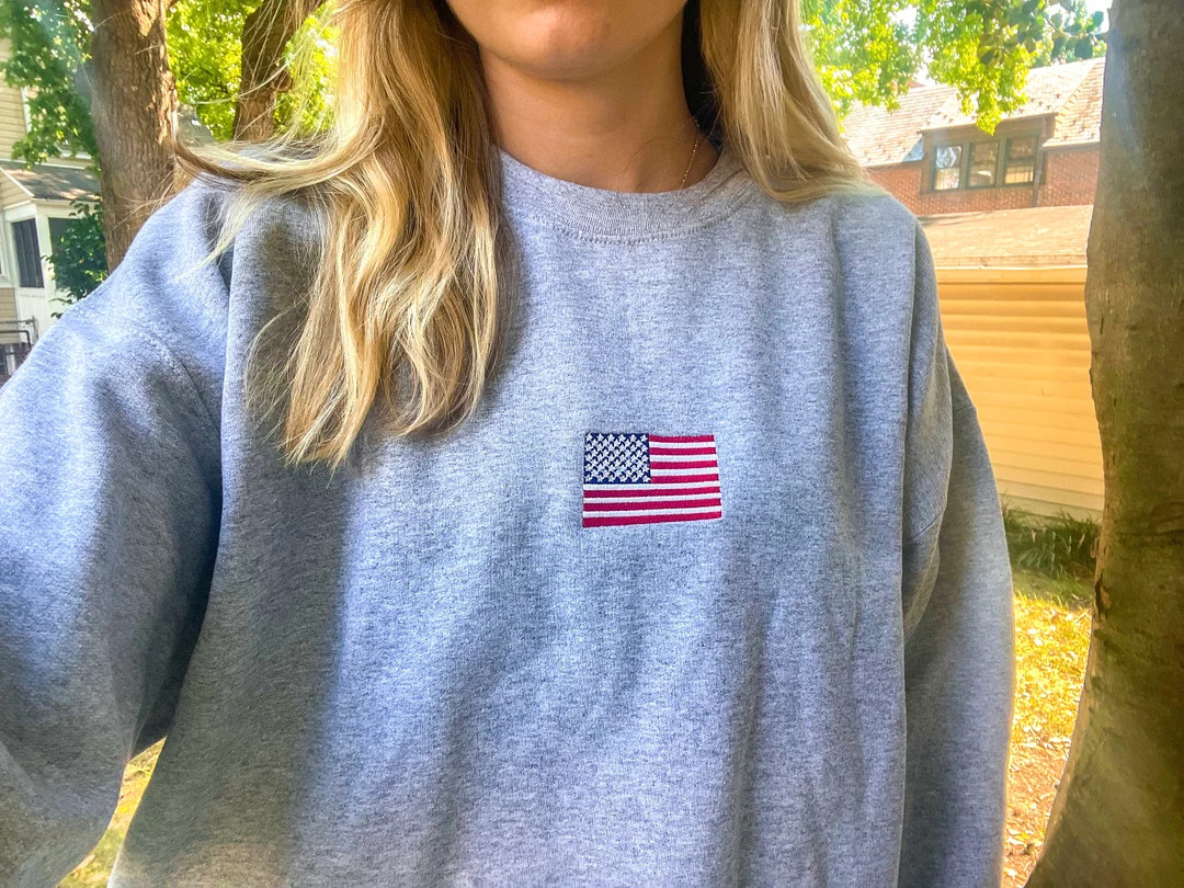 Vintage American Flag Embroidered Crewneck | Etsy (US)