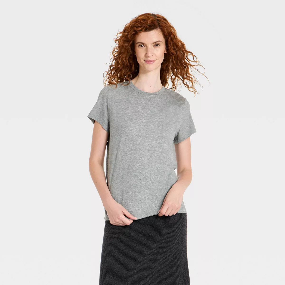 Women's Short Sleeve Relaxed Fit Perfect T-Shirt - A New Day\u2122 Heather Gray S | Target