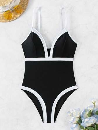 Colorblock One-Piece Swimsuit Carnival | SHEIN