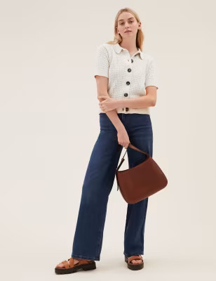 Cotton Rich Textured Collared Cardigan | M&S Collection | M&S | Marks & Spencer (UK)