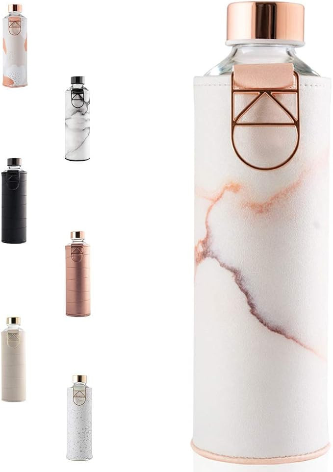 EQUA Glass Water Bottle with Faux Leather Sleeve - 25 oz - Leak Proof and BPA Free - 100% Borosil... | Amazon (US)