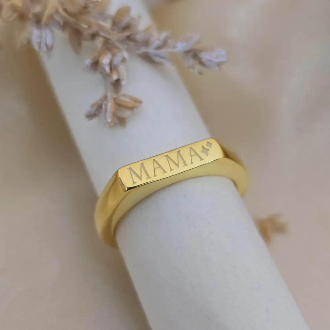 Mama Ring | Dainty Mama Ring 14k Gold | New Mom Gift | Minimalist Mom Jewelry | Gift for Mom | Cu... | Etsy (US)