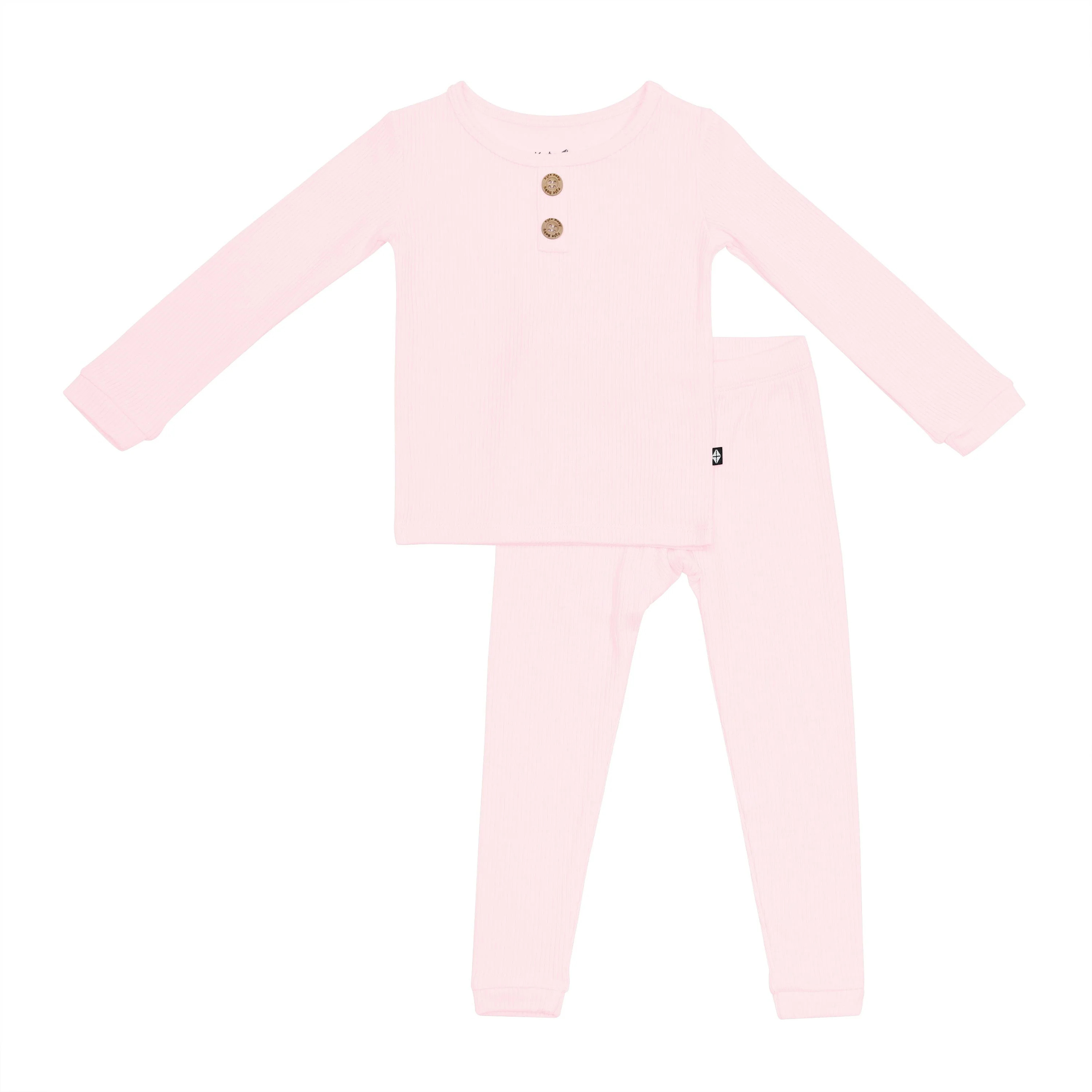 Ribbed Henley Set in Sakura | Kyte BABY