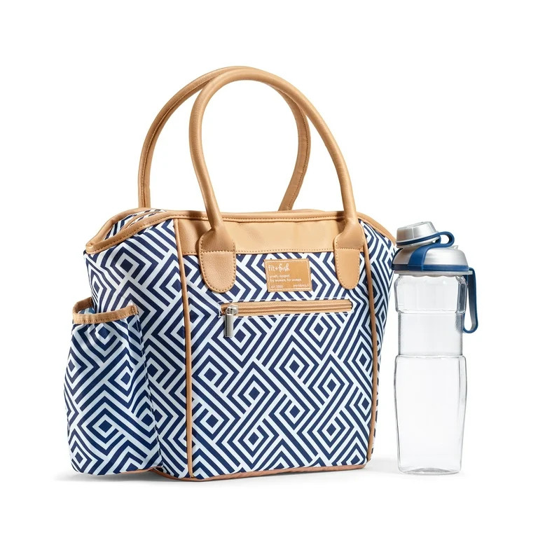 Fit & Fresh Beechwood Lunch Bag for Women, Women's Large Reusable Lunch Tote, Includes Bottle, Na... | Walmart (US)