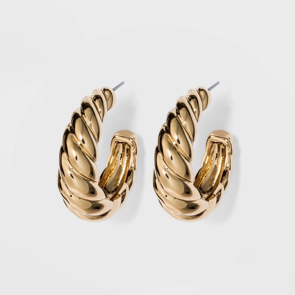 Textured Metal Hoop Earrings - A New Day™ Gold | Target