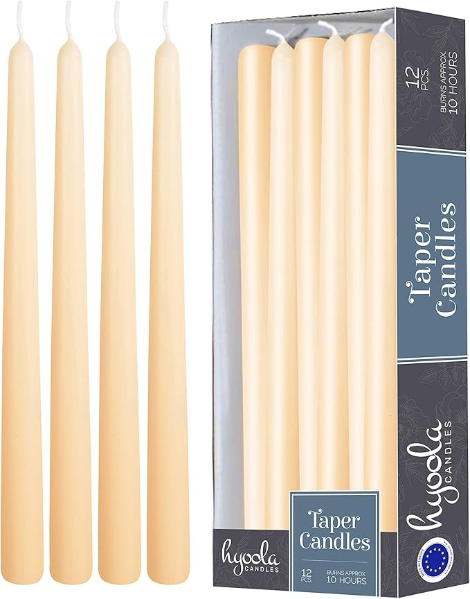 12 Pack Tall Taper Candles - 12 Inch Cream Dripless, Unscented Dinner Candle - Paraffin Wax with ... | Amazon (US)