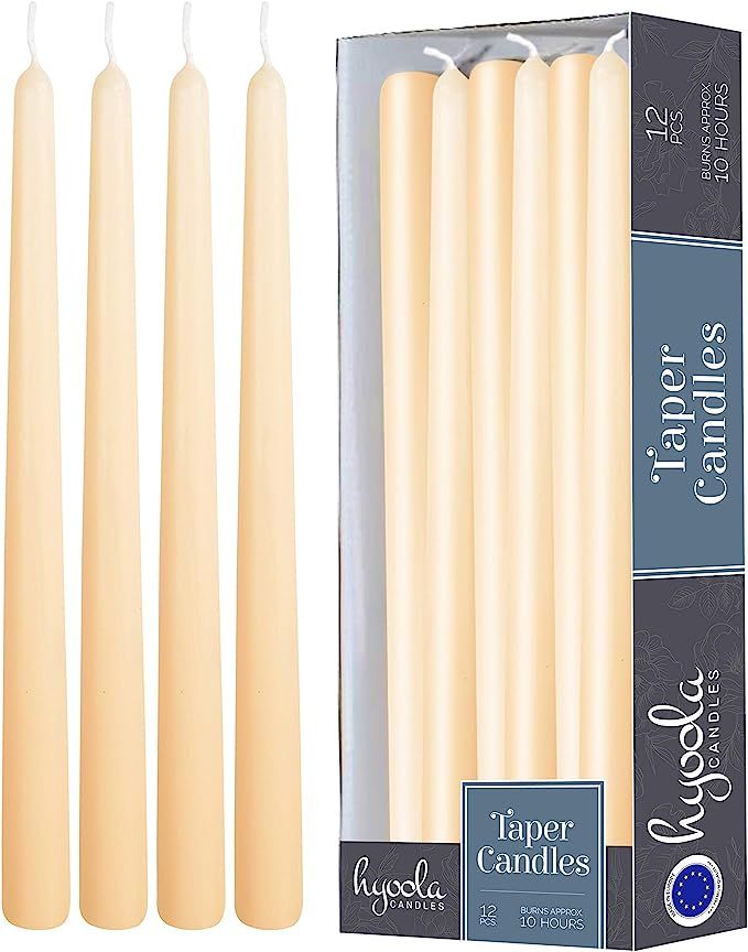 12 Pack Tall Taper Candles - 12 Inch Cream Dripless, Unscented Dinner Candle - Paraffin Wax with ... | Amazon (US)