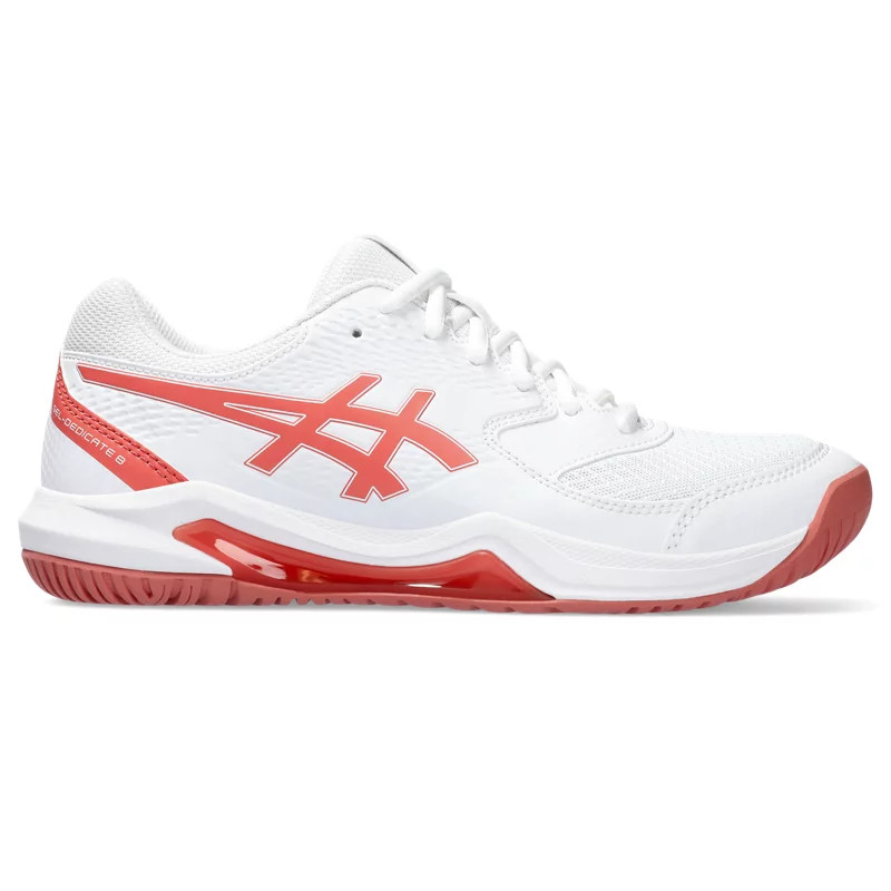 ASICS Women's Gel Dedicate 8 Tennis Shoes White/Light Red, 9.5 - Women's Tennis at Academy Sports | Academy Sports + Outdoors