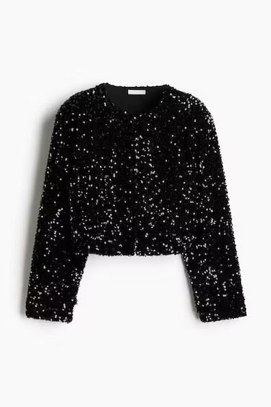 Sequined Bow-Front Jacket | H&M (US + CA)
