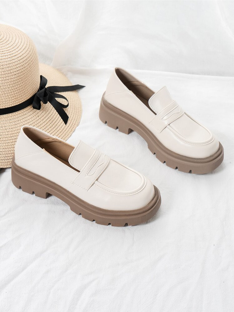 Minimalist Flatform Slip-On Penny Loafers | SHEIN