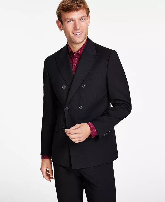 Men's Slim-Fit Double-Breasted Stripe Suit Jacket, Created for Macys | Macy's