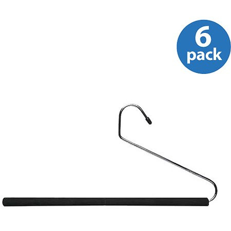 Honey Can Do Open-Ended Foam Hangers, Chrome/Black (Pack of 6) | Walmart (US)
