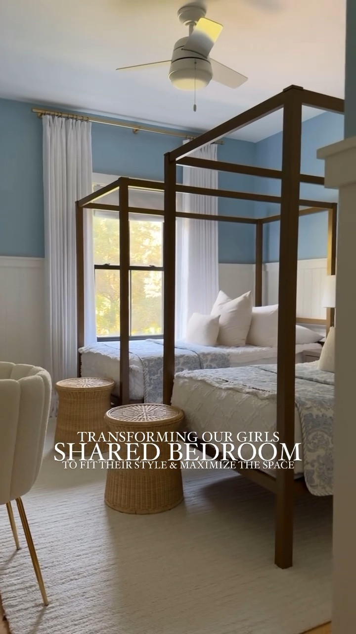 Mom & Daughter Bedroom Collab | 🪩

Tackling this room together was SO FUN 🤍 they pushed me out of my comfort zone and I taught them a few design tips. 

Color: Valspar Summer Rain & SW Pure white 

Girls room | big girls room | girls bedroom | kids bedroom | shared bedroom | kids room | little girls bedroom | little girls room | kids bedroom inspiration 

#kidsbedroomdecor 
#littlegirlsroom 
#kidsroomdesign 
#kidsroominspiration 
#girlsroomstyling 
#girlsroomdecor 
#girlsroominspo 
#sharedbedroom 
#sharedbedroomforkids

#LTKHome #LTKKids #LTKStyleTip