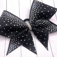 Black Rhiestone Cheer Bow Team Competition For Cheerleader School With Rhinestones Blackout | Etsy (US)